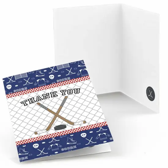 Big Dot of Happiness Shoots and Scores - Hockey - Baby Shower or Birthday Party Thank You Cards (8 Count) {1}