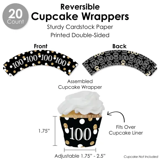 Big Dot of Happiness Adult 100th Birthday - Gold - Birthday Party Favors and Cupcake Kit - Fabulous Favor Party Pack - 100 Pieces {6}