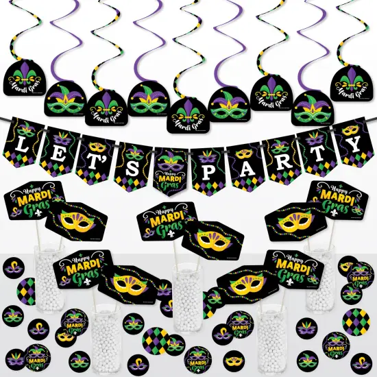 Big Dot of Happiness Colorful Mardi Gras Mask - Masquerade Party Supplies Decoration Kit - Decor Galore Party Pack - 51 Pieces {1}