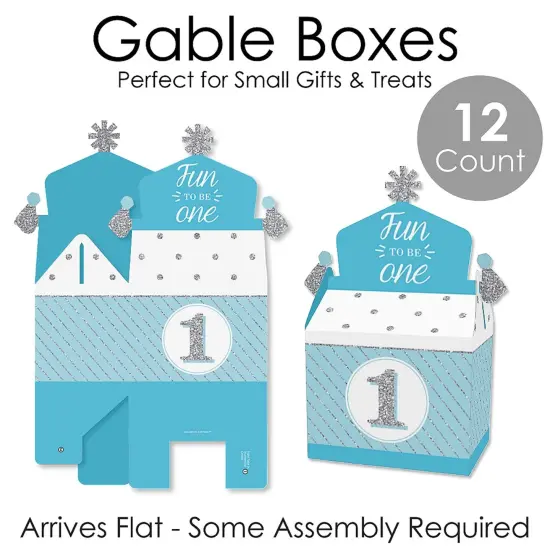Big Dot of Happiness 1st Birthday Boy - Fun to be One - Treat Box Party Favors - First Birthday Party Goodie Gable Boxes - Set of 12 {7}