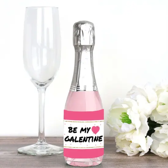 Big Dot of Happiness Be My Galentine - Mini Wine and Champagne Bottle Label Stickers - Galentine's and Valentine's Day Party Favor Gift - Set of 16 {3}