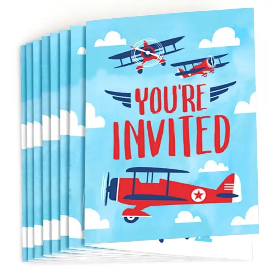 Big Dot of Happiness Taking Flight - Airplane - Fill In Vintage Plane Baby Shower or Birthday Party Invitations (8 count) {3}