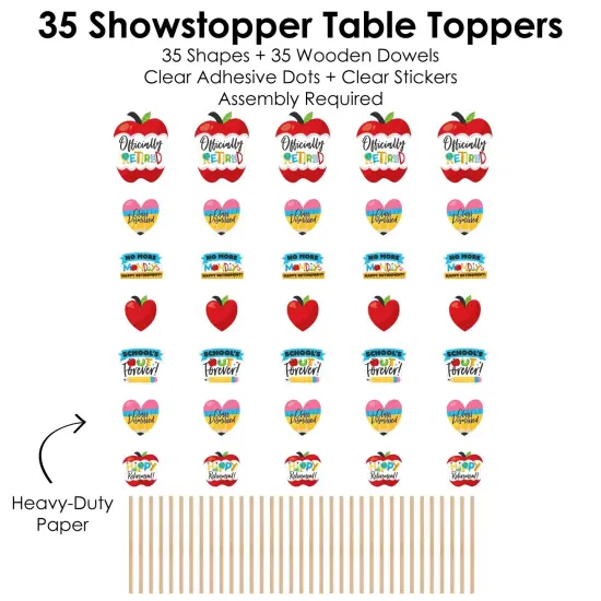 Big Dot of Happiness Teacher Retirement - Happy Retirement Party Centerpiece Sticks - Showstopper Table Toppers - 35 Pieces {7}