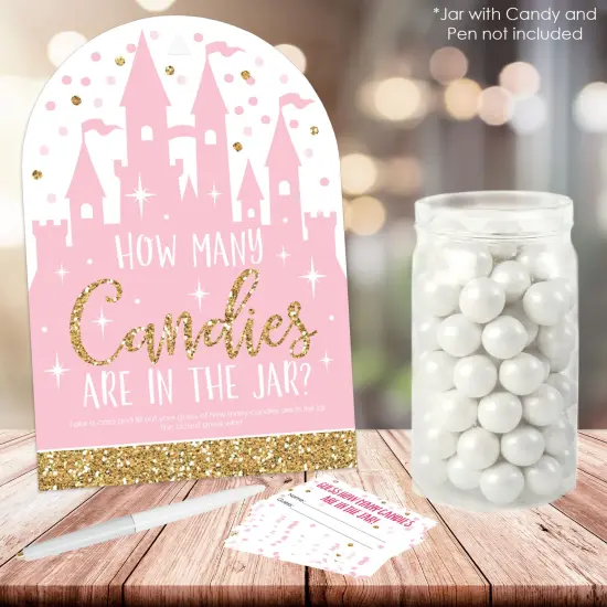 Big Dot of Happiness Little Princess Crown - How Many Candies Pink Baby Shower or Birthday Party Game - 1 Stand and 40 Cards - Candy Guessing Game {3}