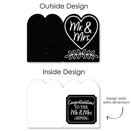 Big Dot of Happiness Mr. and Mrs. - Black and White Wedding Congratulations Giant Greeting Card - Big Shaped Jumborific Card {7}