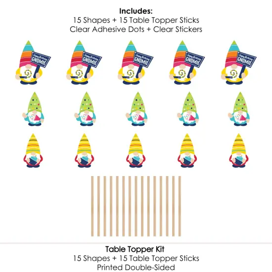 Big Dot of Happiness Gnome Birthday - Happy Birthday Party Centerpiece Sticks - Table Toppers - Set of 15 {7}