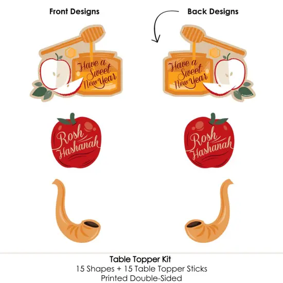 Big Dot of Happiness Rosh Hashanah - New Year Centerpiece Sticks - Table Toppers - Set of 15 {6}