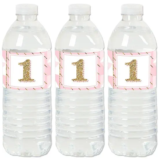 Big Dot of Happiness 1st Birthday Girl - Fun to be One - First Birthday Party Water Bottle Sticker Labels - Set of 20 {1}