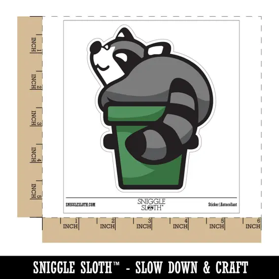 Fat Raccoon Sitting in Trash Can Waterproof Vinyl Phone Tablet Laptop Water Bottle Sticker Set - 5 Pack {1}