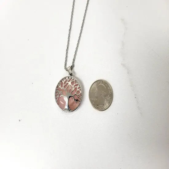 Rose Quartz Tree Of Life Pendant Necklace - Pick Your Chain Length {6}