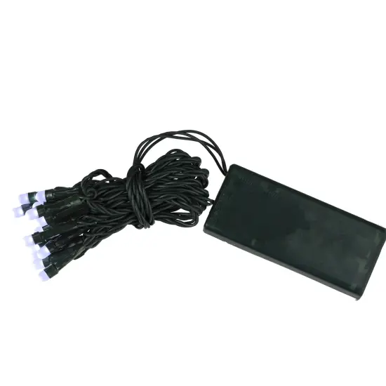 Brite Star LED Micro Rice Battery Operated Christmas Light Set with Timer - White - Green Wire - 20ct {5}