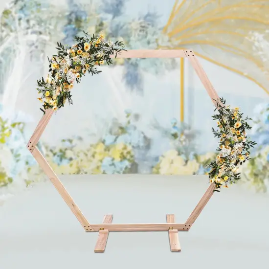 Hexagonal Wooden Wedding Arch Backdrop Decor {6}