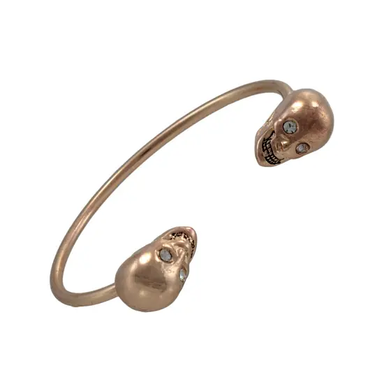 Rose Gold Finish 3D Skull Torc Bracelet Cuff {4}