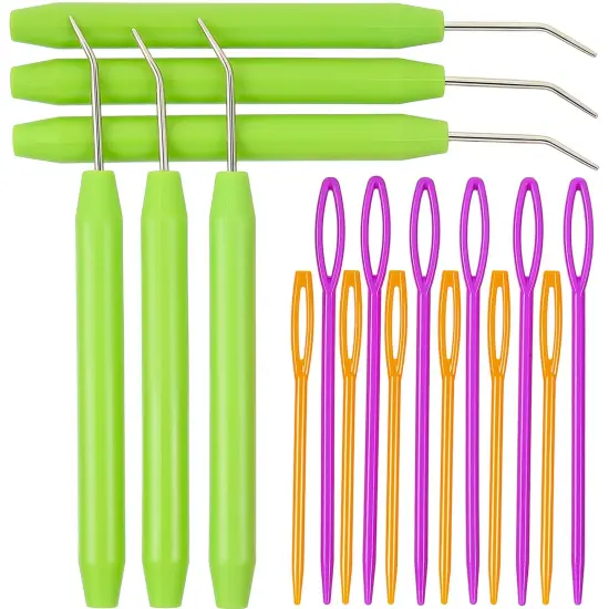 9 Pieces Knitting Loom Hook Crochet Needle Hook with Convenient Rubber Handles and Large Eye Plastic Sewing Needles for Knifty Knitting Knitter Crafts {2}