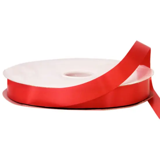 FabricLA Satin Ribbon 3/8 Inch | Polyester Satin Ribbon| 100 Yards Ribbon Ideal for Gifts & Crafting Red {1}