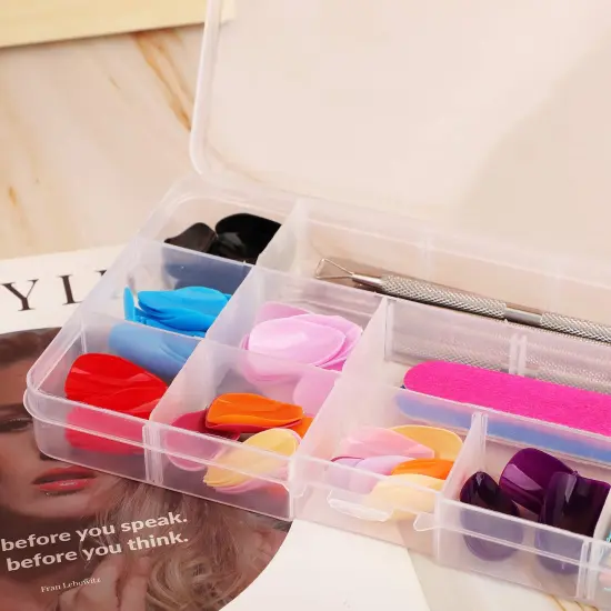 3 Pieces Fake Nail Storage Box, 15-Grid Rhinestone Organizer Case with Divider, Clear Plastic Empty Container for Art Craft Sewing Screw Rock Collection Fishing Tackle, Bead Jewelry Display Holder {4}