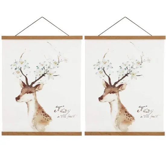 2 Pack Magnetic Poster Hanger Frame, 8x10 8x12 8x24 Light Wood Wooden Magnet Canvas Artwork Print Dowel Poster Hangers Frames Hanging Kit (Teak Wood, 8", 2 Packs) {1}