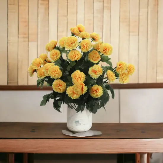 12-Pack: Yellow Mum Bush with 33 Lifelike Silk Flowers & Foliage - Ideal for Bouquets, Floral Arrangements, Home Decor & Seasonal Displays - Floral Home by Artificial Flowers {6}