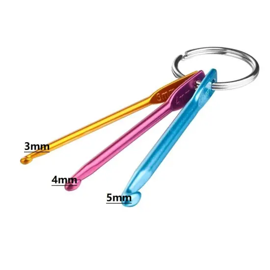 4 Sets Mini Keychain Aluminum Crochet Hooks Knitting Needles 3 Sizes/Set (3mm,4mm,5mm) {5}