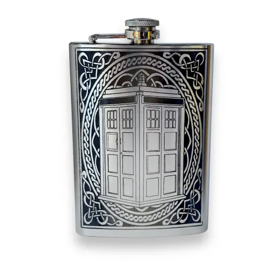 8oz Police Call Box Celtic Stainless Steel Flask {1}