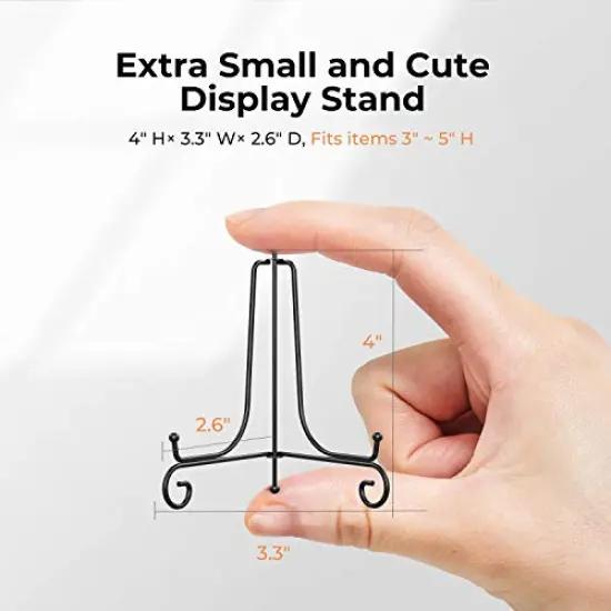 TR-LIFE Plate Stands for Display - 4 Inch Plate Holder Display Stand + Metal Easel Stand for Picture Frame, Decorative Plates, Book, Photo, Collectibles (2 Pack) {3}