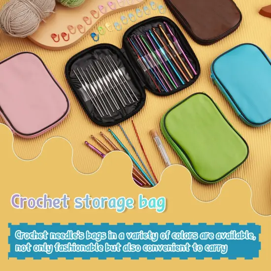 110 Pieces Crochet Hooks Set, Crochet Kit Crochet Hooks Kit with Storage Case, Ergonomic Knitting Needles Blunt Needles Stitch Marker DIY Hand Knitting Craft Art Tools for Beginners-Blue {5}