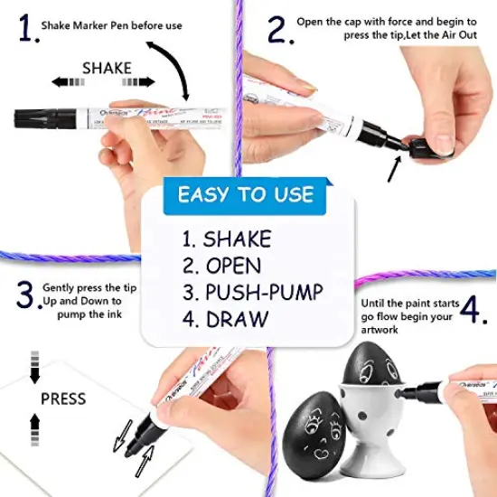 6 Pieces Black Paint Markers Pens - Single Color Permanent Oil-Based Metallic Paint Pen, Medium Tip, Quick Dry and Waterproof Marker for Rock, Stone, Wood, Plastic, Glass, Mugs, Fabric, Canvas {3}