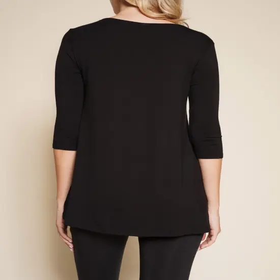 Elbow Tunic Tee For Women | RADYAN&reg; Black {5}
