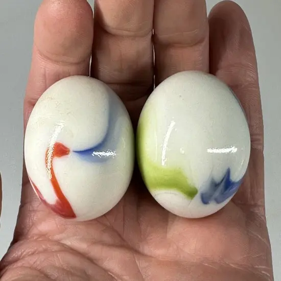 2 BOULDERS 35mm GLORY Glass Marbles {4}