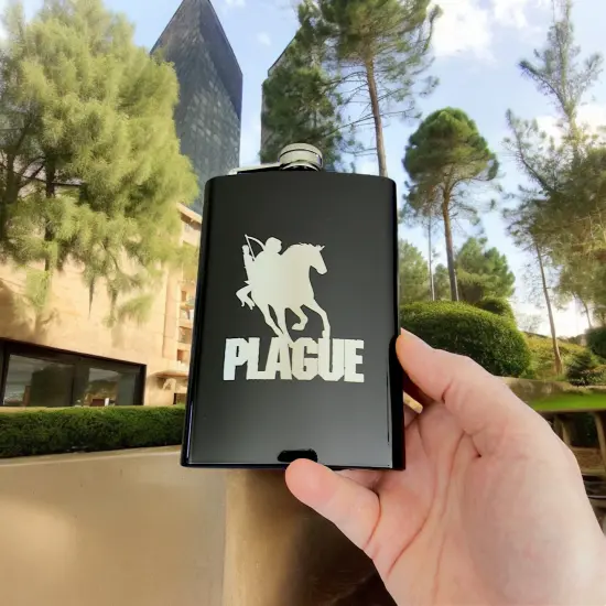 8oz BLACK Plague Four Horsemen of the Apocalypse Flask {6}