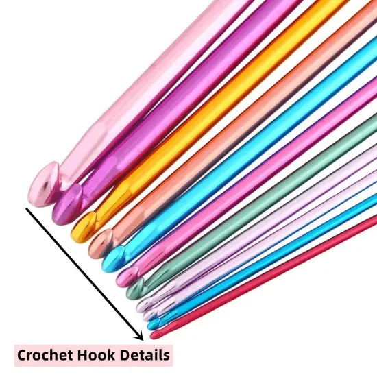 11 Pieces Tunisian Crochet Hook Afghan Aluminum Crochet Needle(2mm to 8mm) {5}