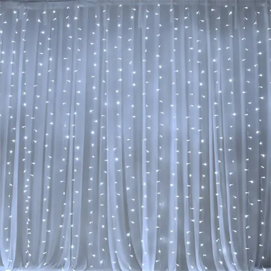 BACKDROP 18ft x 9ft Organza LED Lights Photo Background White {3}