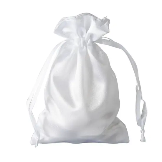 60 pcs 4x6 Satin Favor Drawstring Bags White {1}