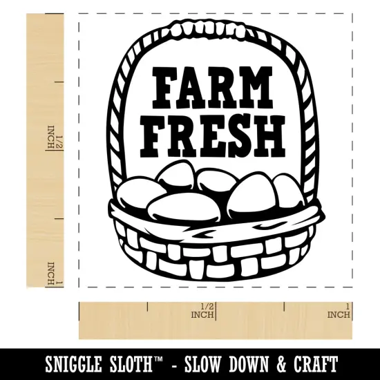Farm Fresh Egg Basket Self-Inking Rubber Stamp Ink Stamper Red {1}
