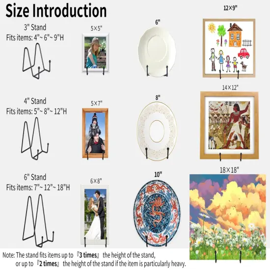 IBosins 5 Pack 6 Inch Plate Holder Display Stands, Metal Black Frame Stand for Picture, Book, Photo Easel, Creation, Collectibles {6}