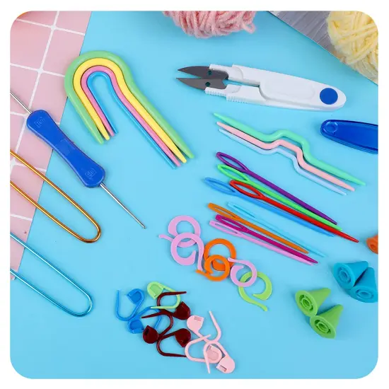 91 Pieces Complete Knitting and Crochet Accessories,Knitting Supplies Kit with Knitting Stitch Markers Plastic Sewing Needles Cable Needles for Knitting Sewing Kit {5}