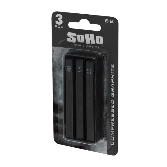SoHo Urban Artist Compressed Graphite Sticks 6B, Pack of 3 - Premium Graphite Sticks for Drawing - Versatile & Smooth Gliding Artist Graphite - Ideal for Professionals, Students, and Artists {4}