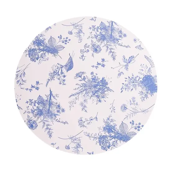 6 Floral Design Disposable Paper Charger Plates Blue {1}