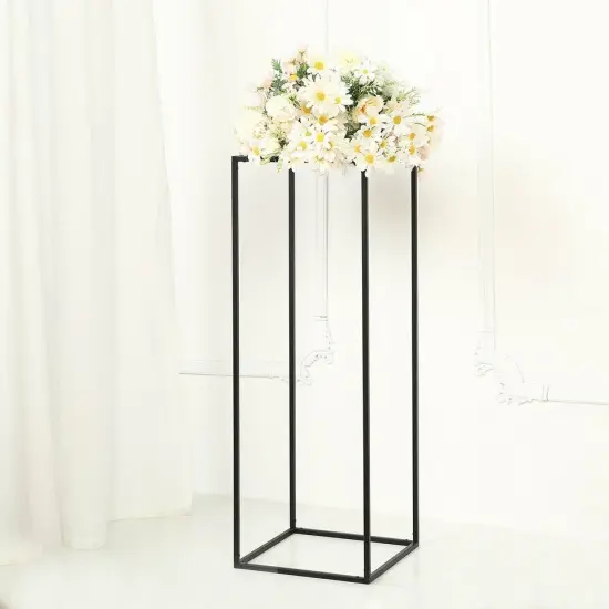 2 pcs 32-Inch Black Matte Metal Geometric Stands Flower Vase {1}