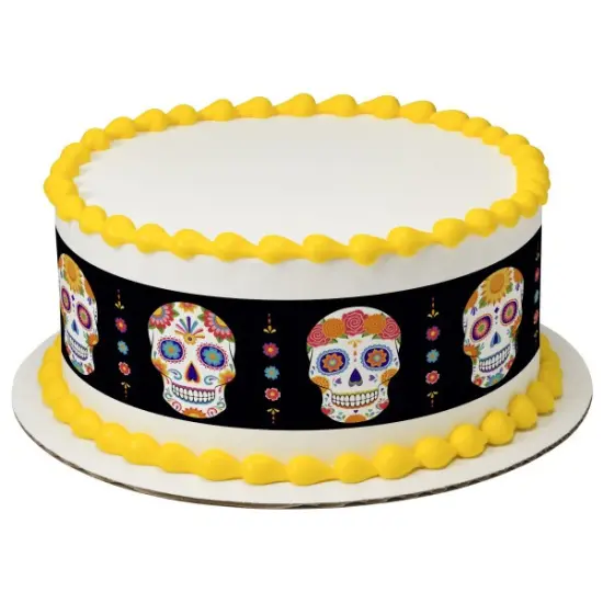 Dia de los Muertos Skulls Edible Cake Topper Image Strips {1}