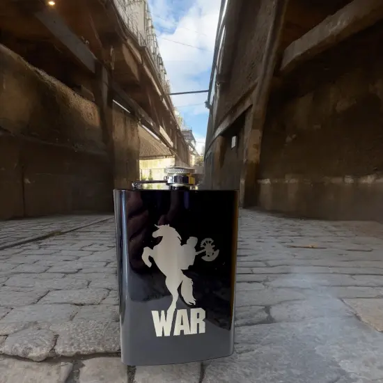 8oz BLACK War Four Horsemen of the Apocalypse Flask {5}
