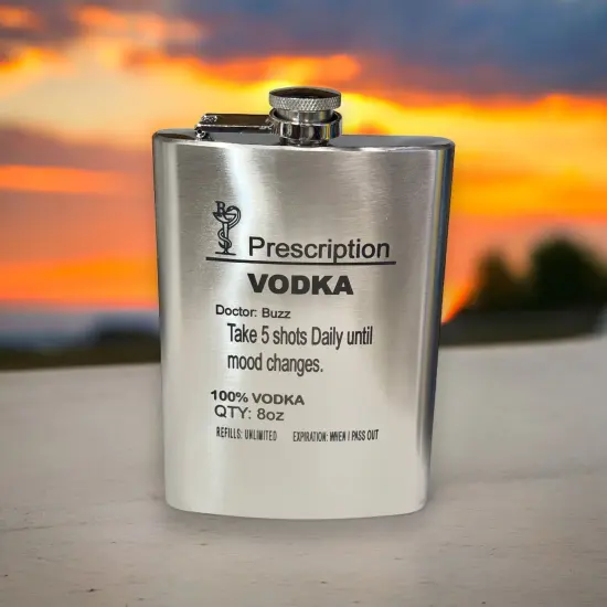 8oz Prescription Vodka Stainless Steel Flask {3}