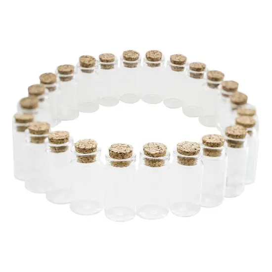 24 Pieces Mini Clear Glass Jars Bottles with Cork Stoppers for Arts & Crafts, Projects, Decoration, Party Favors - Size: 1-1/2" Tall X 3/4 Inches Diameter {5}