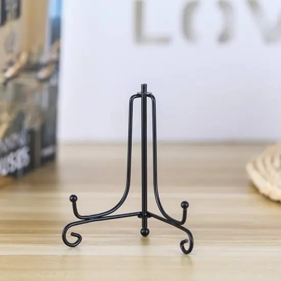 (2 Pack) Iron Display Stand, Black Iron Easel Plate Display Photo Holder Stand, Displays Picture Frames, Decorative Plates,Tablets and Art 4 Inch {6}