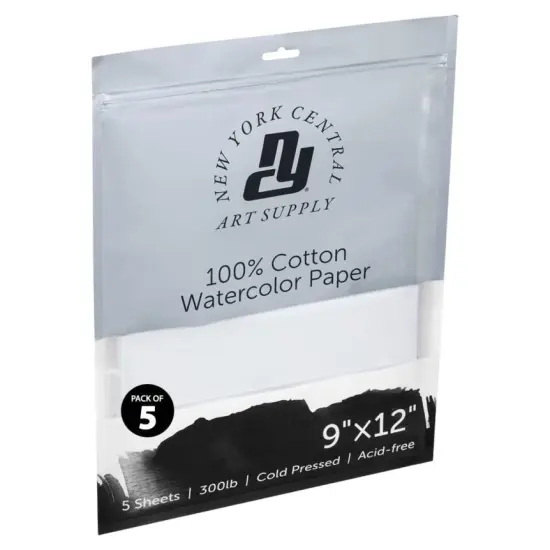 New York Central Watercolor Paper Sheets, 300lb Cold Press - Professional Grade, Acid-Free, Archival, Superior Surface Stability for Artists, Students - For Wet and Dry Media {2}