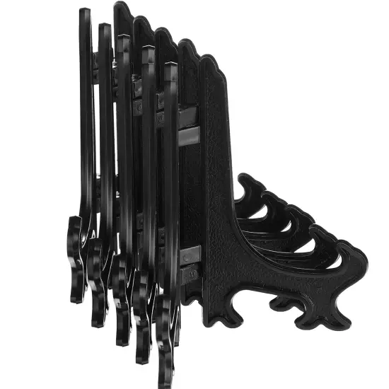 24 Pieces Plastic Easel Plate Display Stands Holders Picture Easel at Weddings, Home Decoration (Black, 3 Inch) {6}