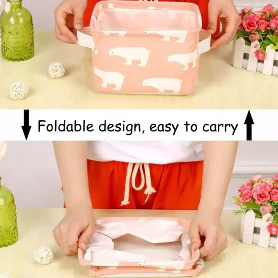 6 PiecesFoldable Storage Basket - Small Collapsible Canvas Containers Organizers with Handle for Home Decor or Storing Toys, Keys, Sundries, Little Crafts. (Style A) {5}