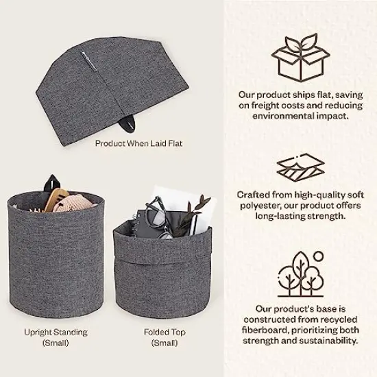 Soft Hang Around Hanging Storage Basket Small | Hanging Wall Basket for Organizing Everyday Necessities | Collapsible Wall Hanging Storage Basket for Closets | 6.7&Prime;x6.7&Prime; | Small | Grey {3}