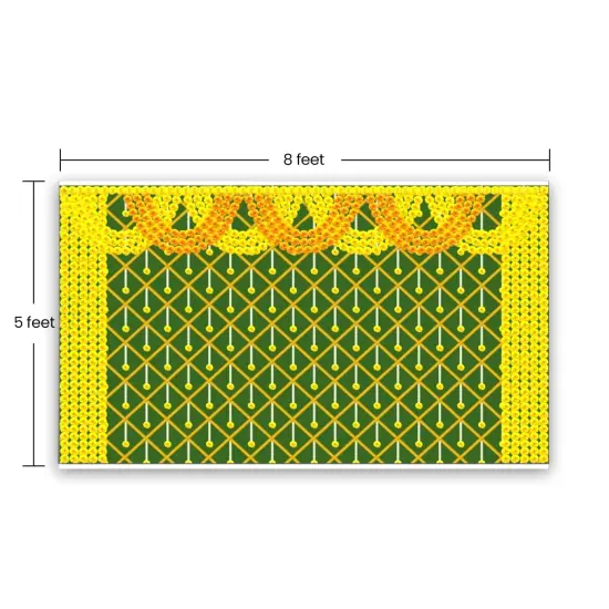 Marigold Backdrop Indian Traditional Cloth Backdrop 5x8 Feet Pooja Backdrop Indian Wall Art Photo Decor Banner Diwali Decor Wedding Backdrop Decorative Cloth Backdrop {4}