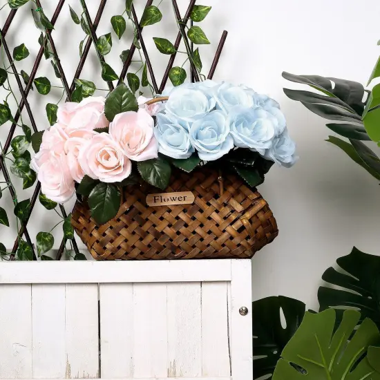 12-Inch Velvet Roses Artificial Flower Bouquet Red {3}